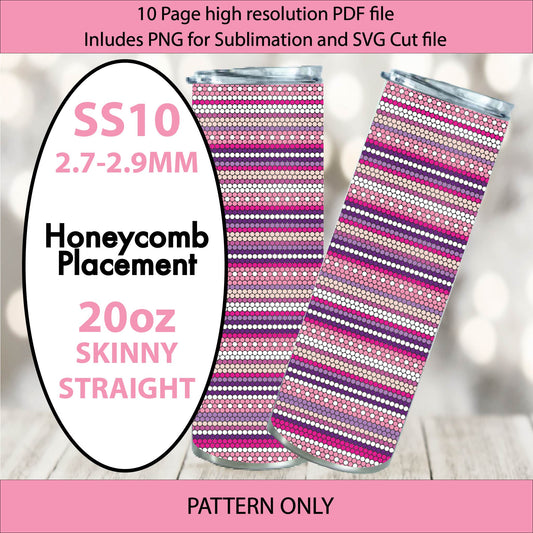 SS10 (2.7-2.9mm) Sweet Serape bling tumbler,bling pattern,tumbler graph,rhinestone tumbler,honeycomb template,dotz,valentines,pink serape,heart template