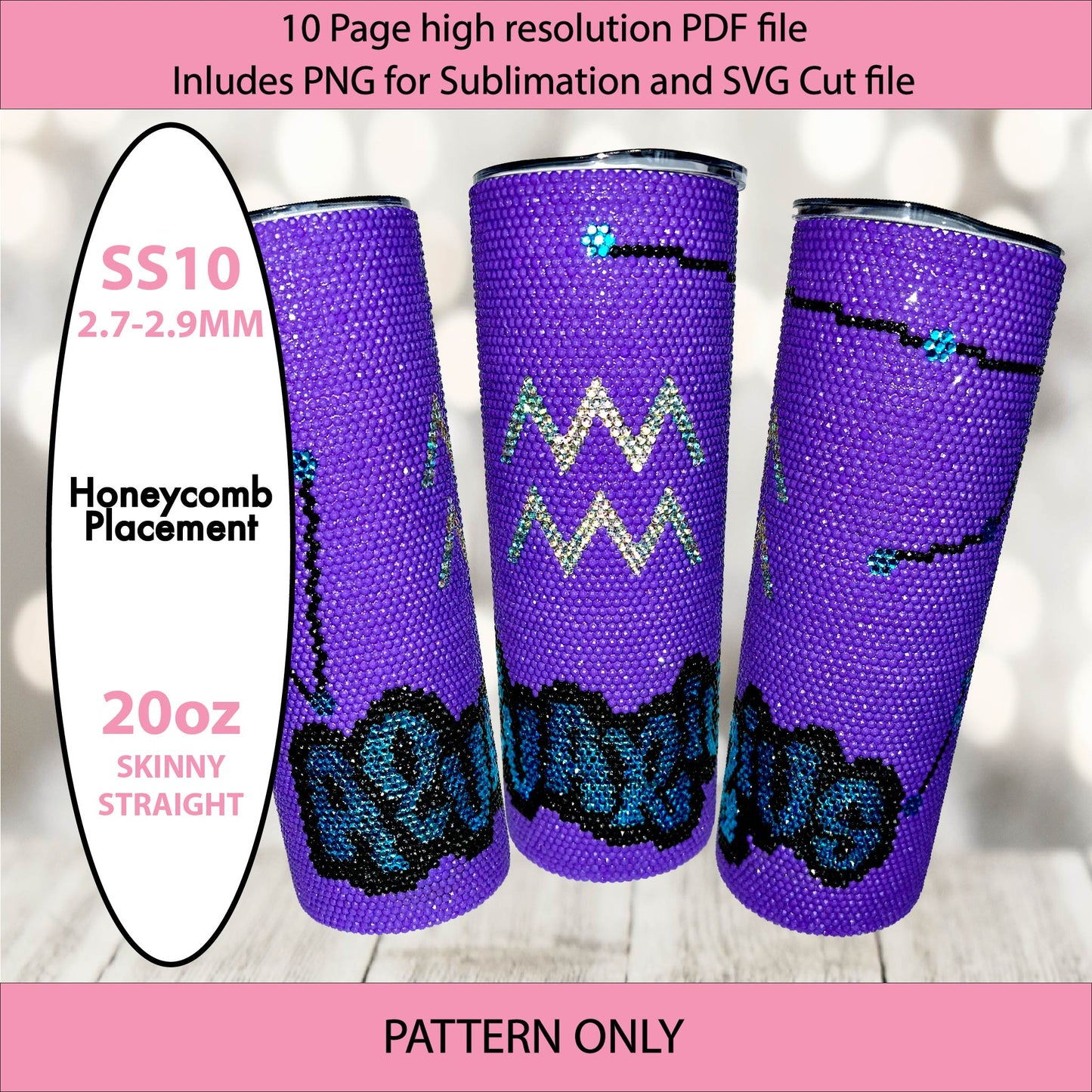 SS10 (2.7-2.9mm) Aquarius bling tumbler,zodiac,constellation,bling pattern,bling tumbler graph,rhinestone tumbler,Honeycomb template,horoscope,astrology,tiktok (Copy)