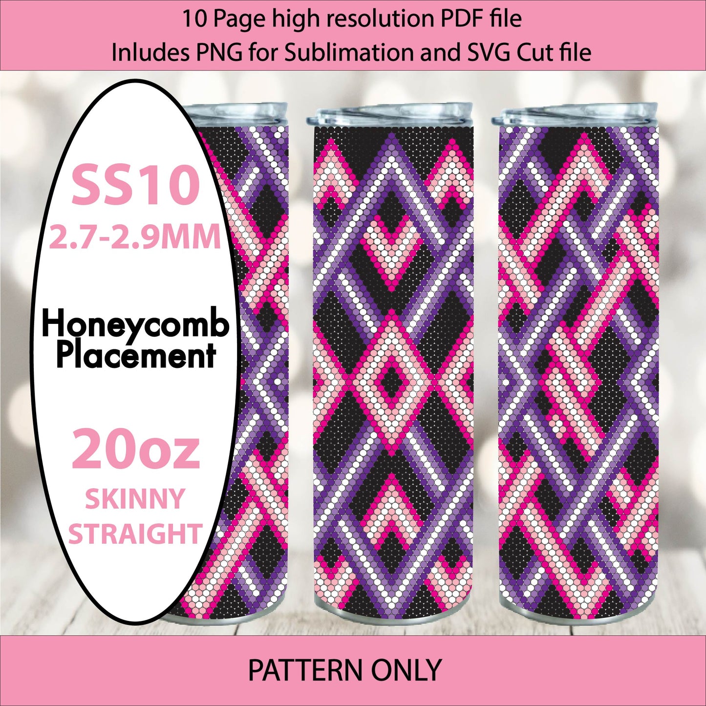 SS10 (2.7-2.9mm) Pink and Purple Neon Knots bling tumbler,rainbow tumbler,diy,rhinestone graph,bling template,dotz,gift, electric neon tumbler, neon lighting