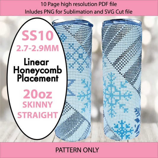 Ss10 (2.7-2.9mm) Snowflake Serape Twist Bling tumbler graph,bling template,rhinestone pattern,tumbler wrap,PDF,full color pattern,diy,linear,winter,christmas