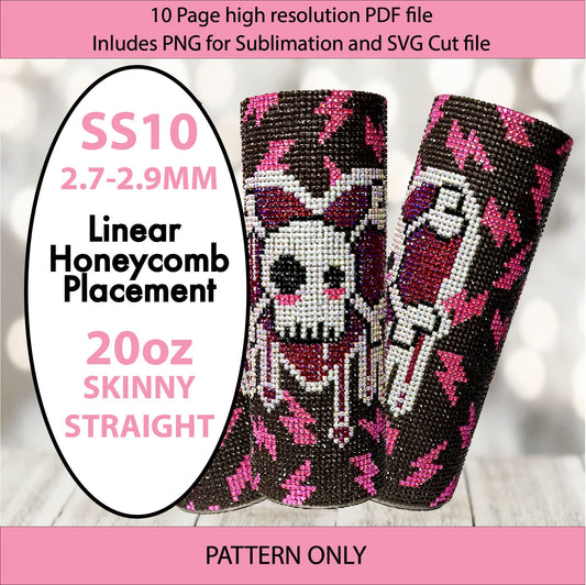 SS10 (2.7-2.9mm) Skulls N Boltz bling tumbler,rhintestone template,bling graph,tumbler wrap,bling sublimation,Halloween,spooky season,Bedazzled template