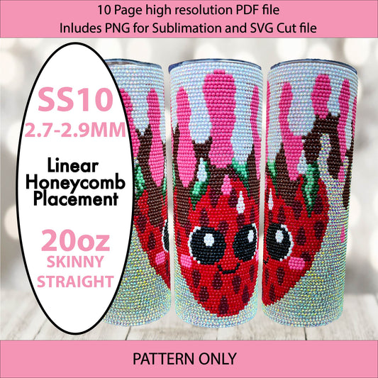 SS10 (2.7-2.9mm) Neapolitan Strawberry  bling tumbler,rhintestone template,bling graph,tumbler wrap,bling sublimation,PNG,pdf,svg,diy,cute fruit,kawaii strawberry