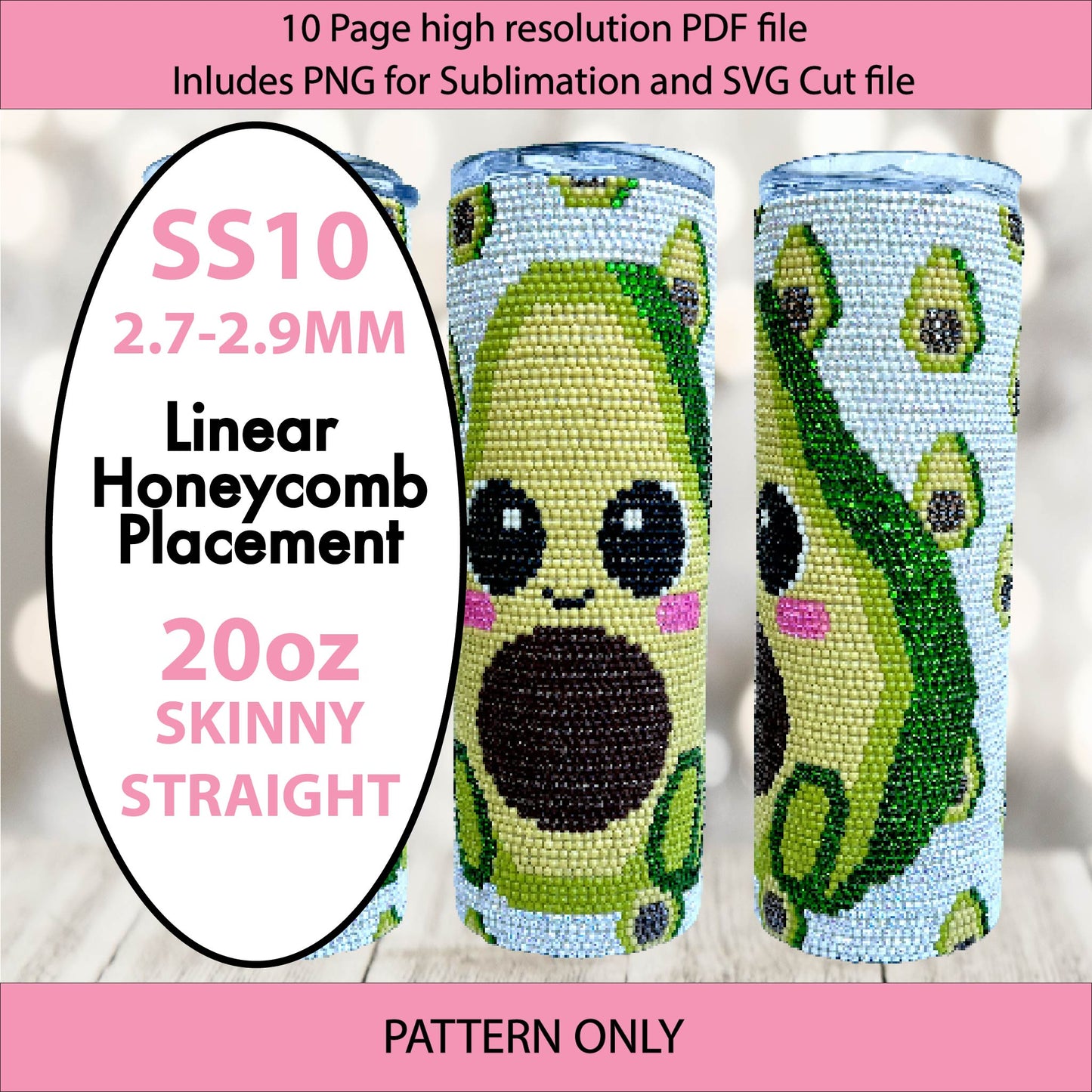 SS10 (2.7-2.9mm) Cute Avocado bling tumbler,rhintestone template,bling graph,tumbler wrap,bling sublimation,PNG,pdf,svg,diy,cute fruit,kawaii avocado