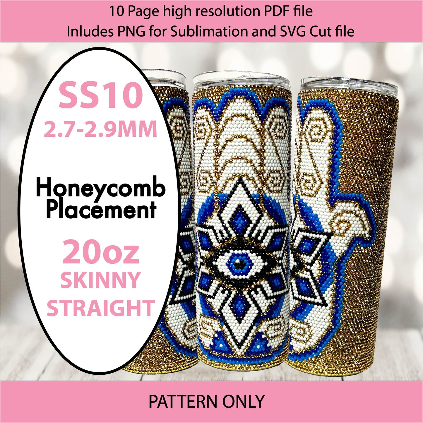 SS10 (2.7-2.9mm) Hamsa Evil Eye bling tumbler,rhintestone template,bling graph,tumbler wrap,sublimation,lucky tumbler,Bedazzled template, Hamas evil eye