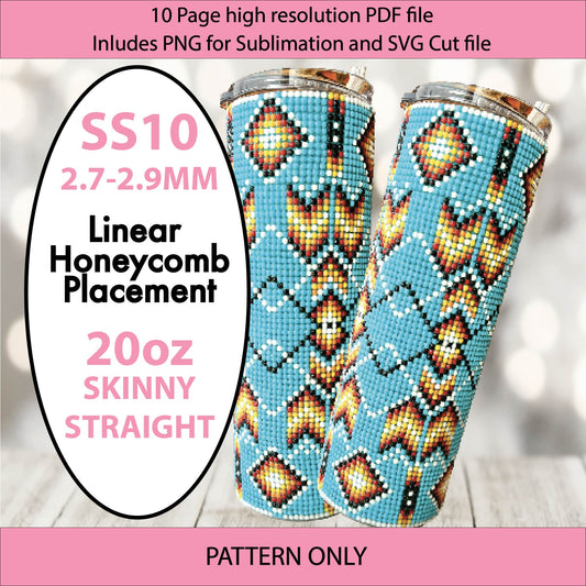 SS10 (2.7-2.9mm) Teal Tribal Bling Tumbler Template,Southwestern template,Rhinestone graph,sublimation bling,diy,gifts for her,custom templates,pattern