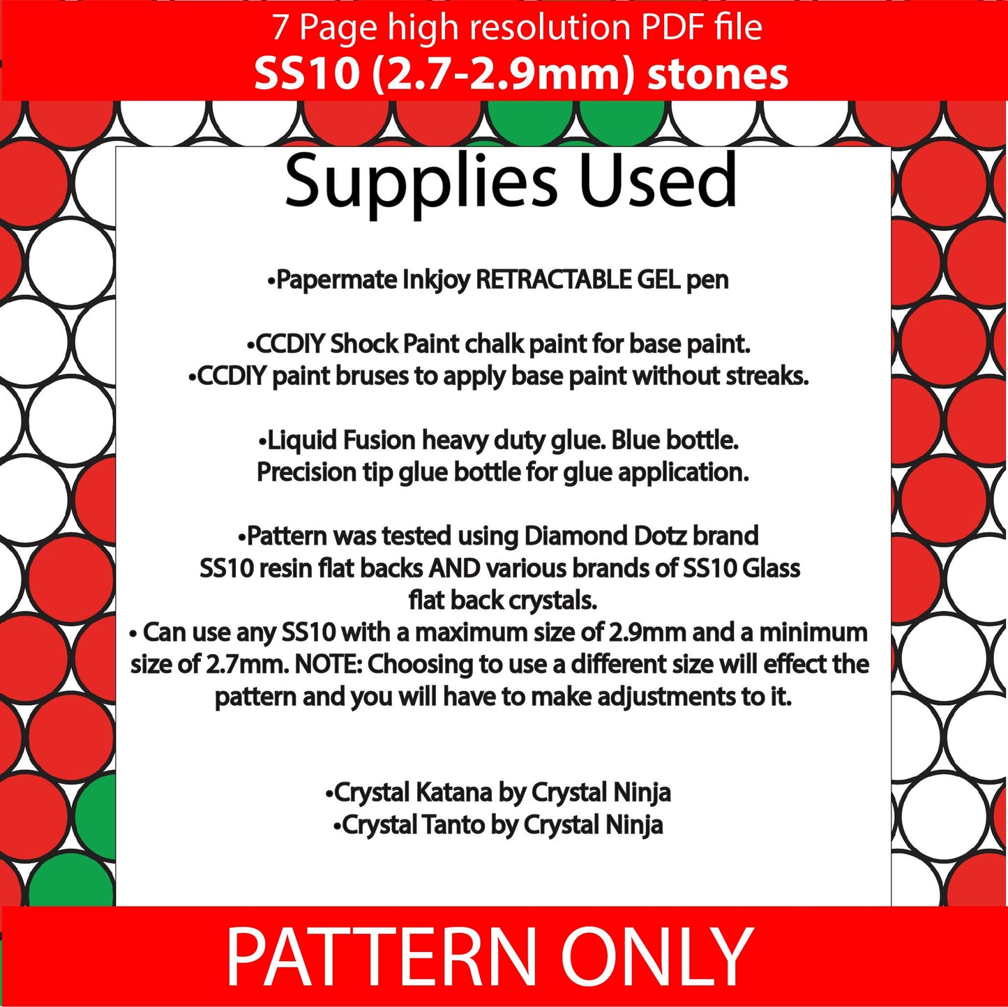SS10 2.7-2.9mm) Mint Candy Cane Twist bling pen graph,bling template,rhinestone pattern,bling pen wrap,PDF,full color pattern,honeycomb,dotz,peppermint,gift