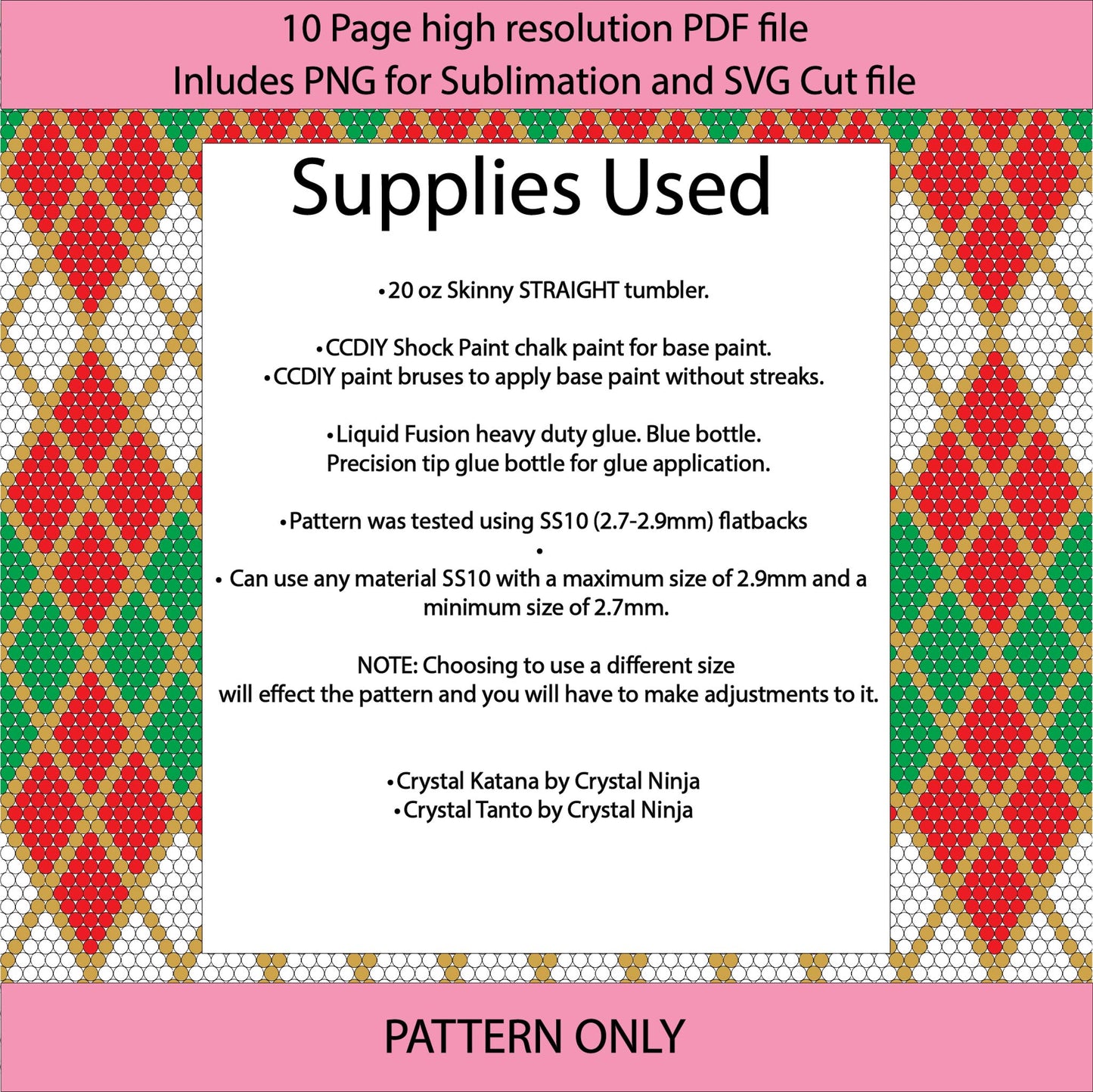 SS10 (2.7-2.9mm) Santas Argyle bling tumbler pattern,rhinestone tumblers,rhinestone patterns,bling patterns,diy,sublimation,png,svg