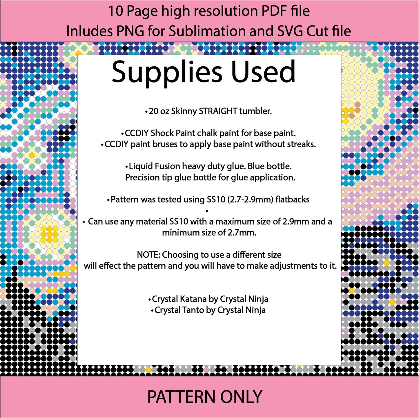 SS10 (2.7-2.9mm) Van Gogh Starry Night bling tumbler pattern,inkjoy,pdf,color graph,written pattern,linear, graph,diy,Diamond dotz,ss10,flatback crystal