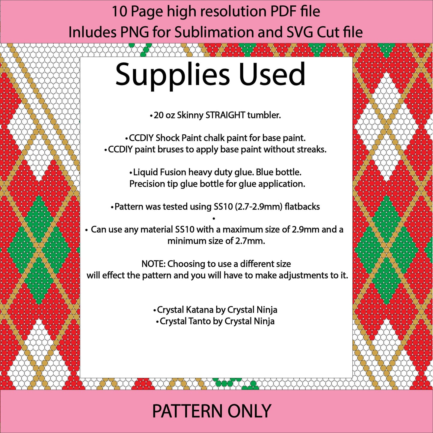 SS10 (2.7-2.9mm) Ugly Sweater Bling tumbler graph,bling template,rhinestone pattern,tumbler wrap,PDF,full color pattern,honeycomb,santa,christmas,xmas gift