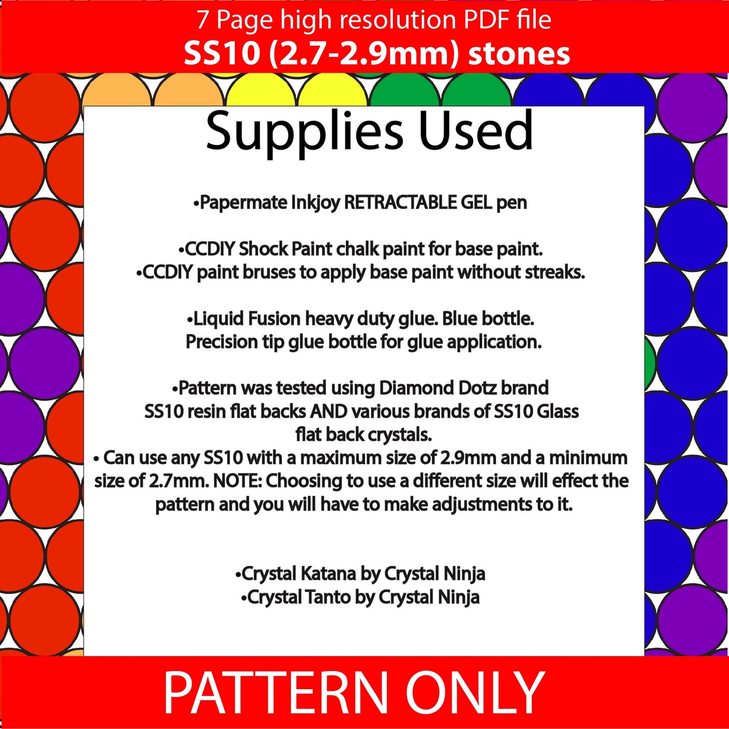 SS10 (2.7-2.9mm) Rainbow switchback bling pen,bling pen template,rhinestone pen pattern,rainbow bling pattern,rhinestone template,diy,rainbow stripes