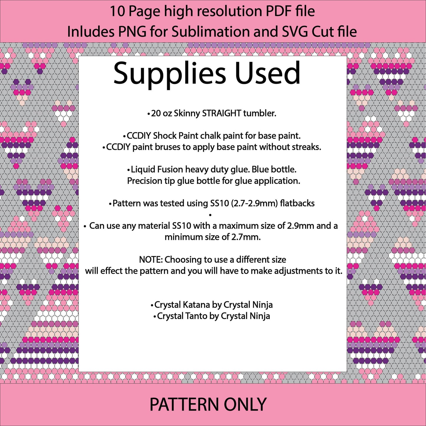 SS10 (2.7-2.9mm) Serape Hearts bling tumbler,bling pattern,tumbler graph,rhinestone tumbler,honeycomb template,dotz,valentines day,pink serape,heart template