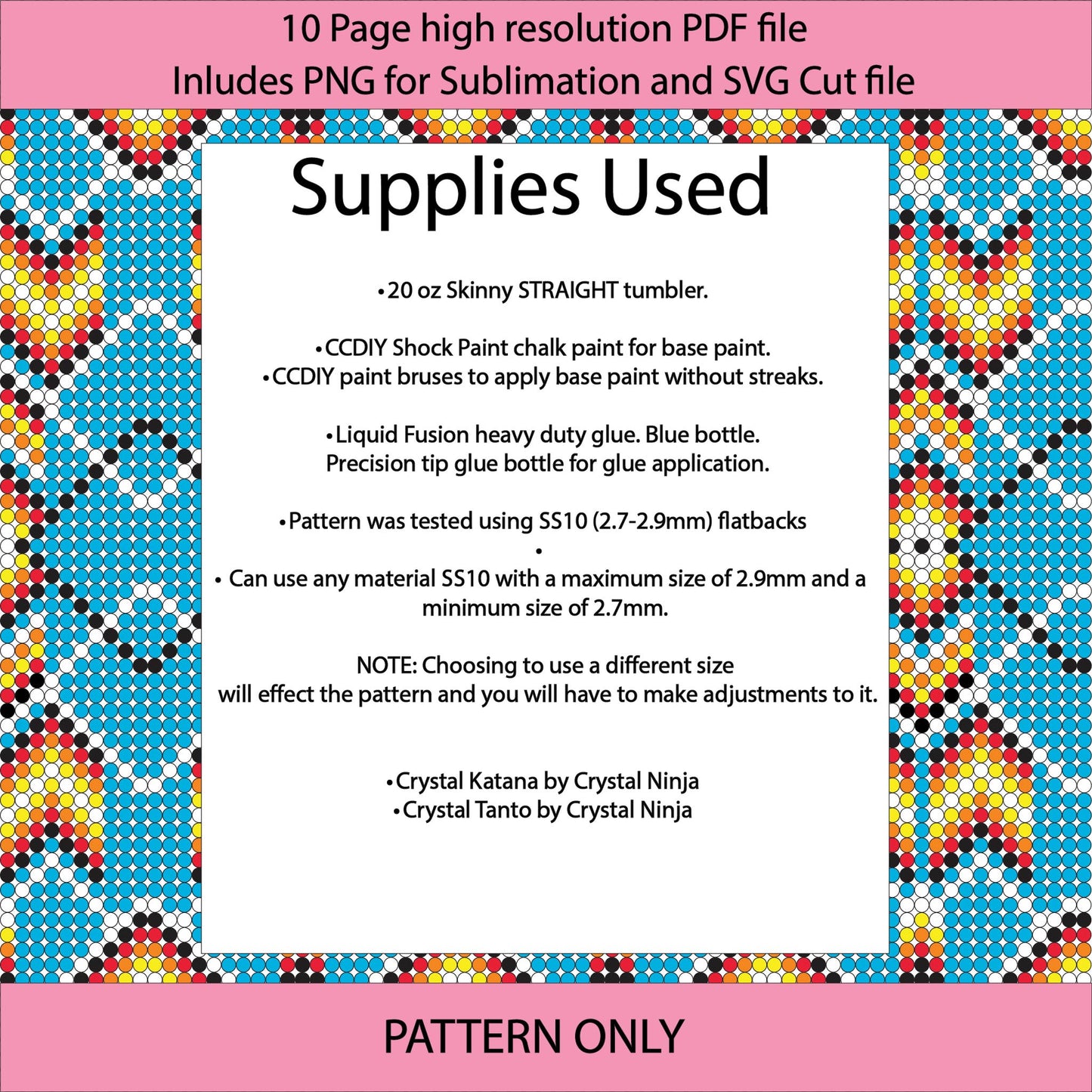 SS10 (2.7-2.9mm) Teal Tribal Bling Tumbler Template,Southwestern template,Rhinestone graph,sublimation bling,diy,gifts for her,custom templates,pattern