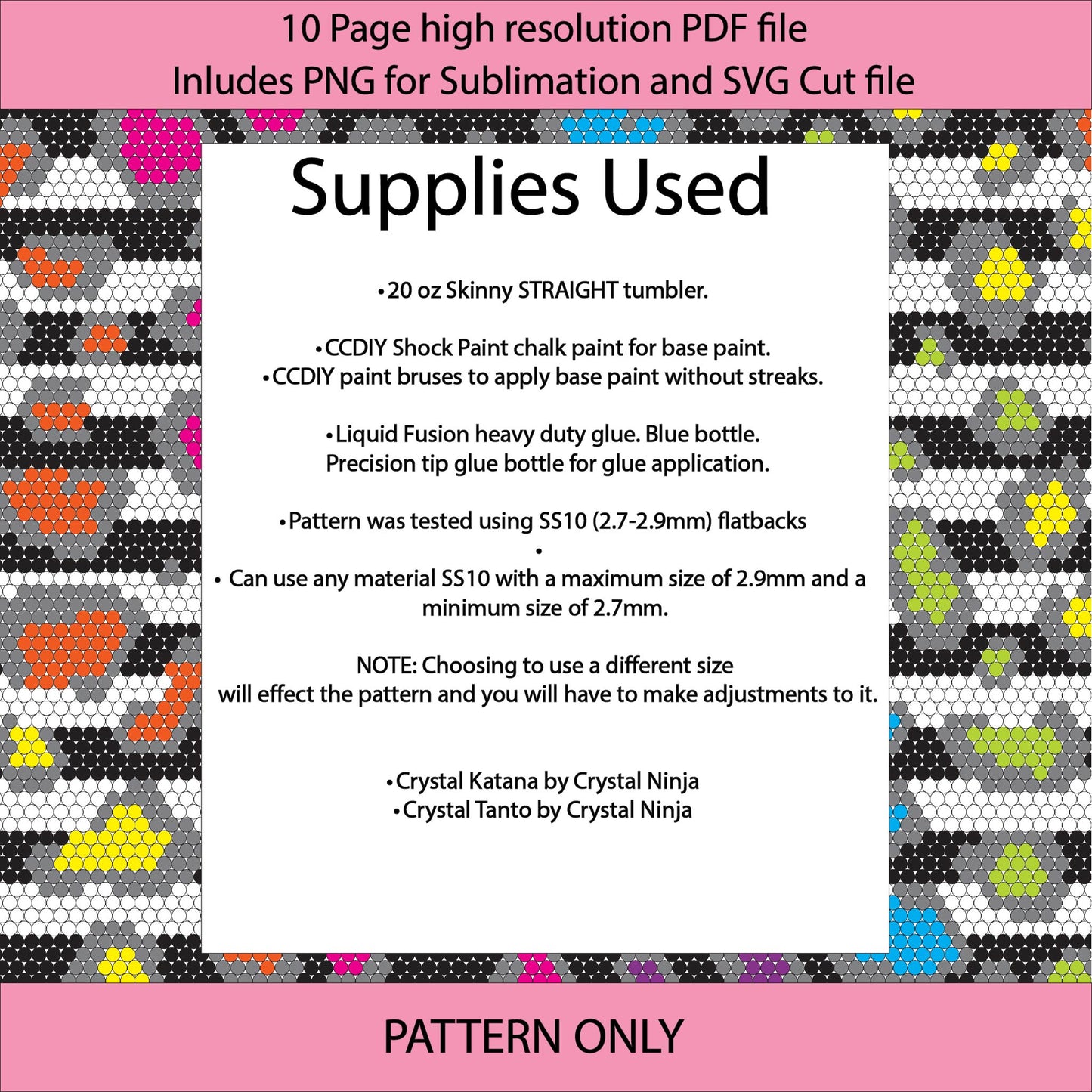 SS10 (2.7-2.9mm) Rainbow Leopard Black and White striped bling tumbler,rainbow tumbler,neon rainbow leopard template,diy,rhinestone graph,bling template,dotz,LGBTQIA+,gift