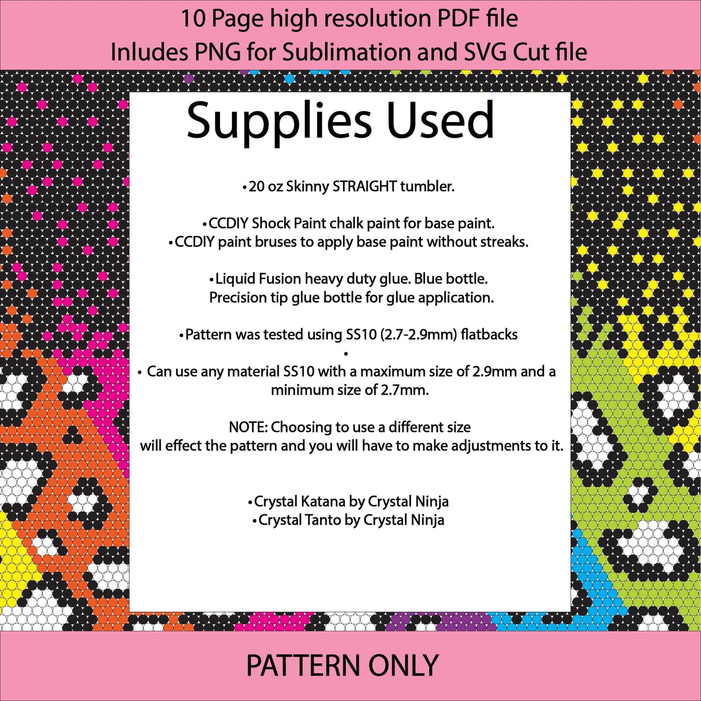 SS10 (2.7-2.9mm) Neon Leopard Pixel Burst bling tumbler pattern,rhinestone tumblers,rhinestone patterns,bling patterns,sublimation,rainbow,gifts for her