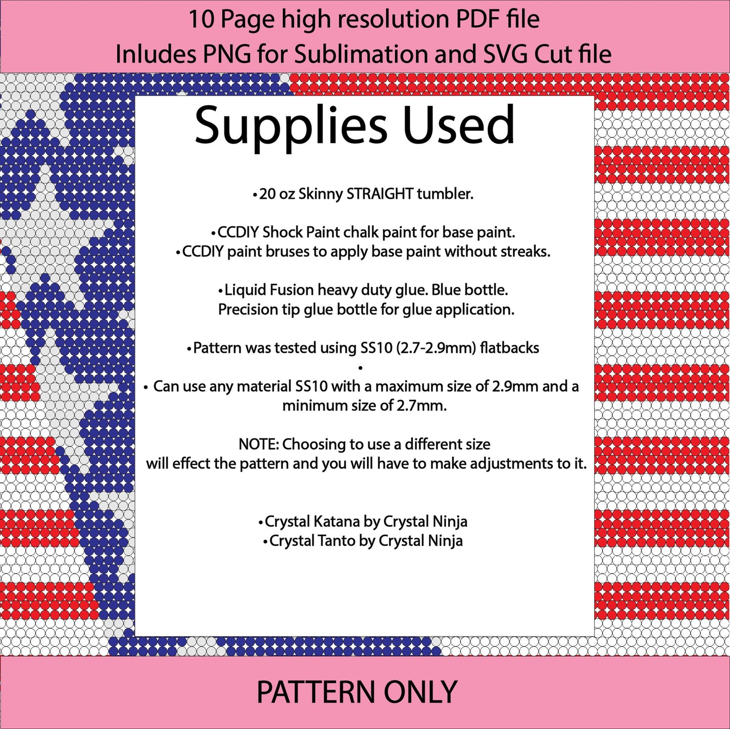 SS10 (2.7-2.9mm) Stars Stripes bling tumbler,rhintestone template,bling graph,tumbler wrap,bling sublimation,diy,patriotic,american flag,red white blue