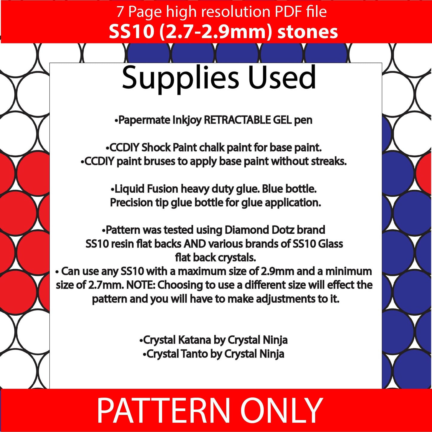 SS10 (2.7-2.9mm) Red White & Blue Bling Pen,papermate inkjoy bling template,stainless pen blank templates, rhinestone template,american flag,diy,anthem