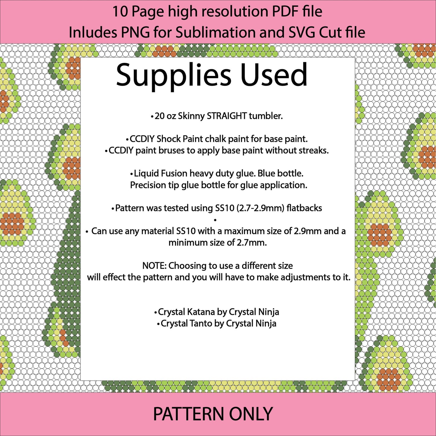 SS10 (2.7-2.9mm) Cute Avocado bling tumbler,rhintestone template,bling graph,tumbler wrap,bling sublimation,PNG,pdf,svg,diy,cute fruit,kawaii avocado