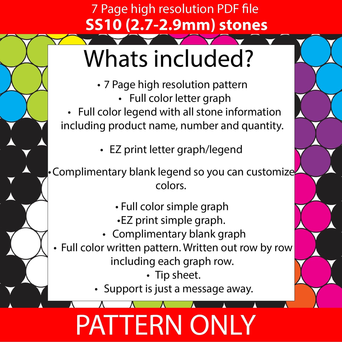 SS10 (2.7-2.9mm) White leopard neon rainbow bling pen pattern,bling pen,bling tumbler,inkjoy,crystal bling pen,pdf,peyote,honeycomb,diy,template,ss10