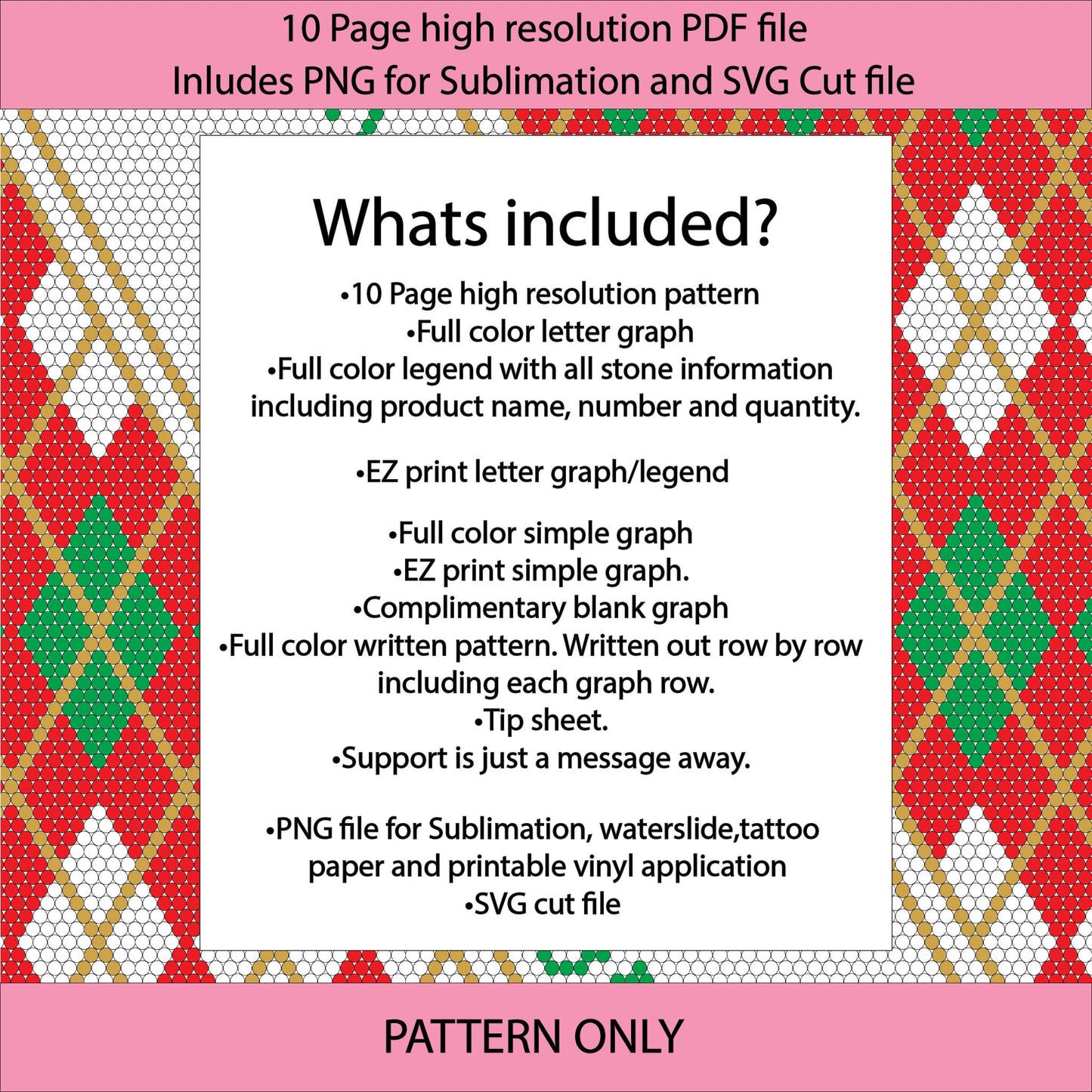SS10 (2.7-2.9mm) Ugly Sweater Bling tumbler graph,bling template,rhinestone pattern,tumbler wrap,PDF,full color pattern,honeycomb,santa,christmas,xmas gift