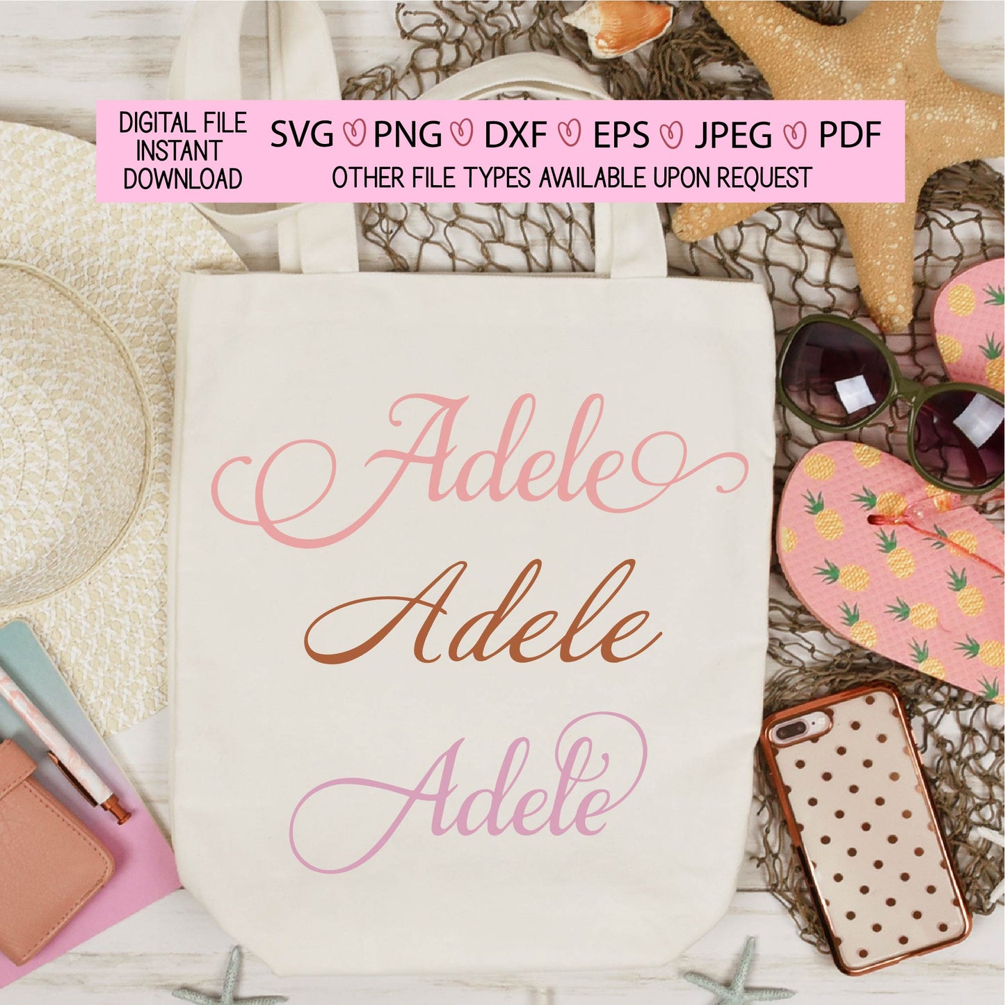 Adele 3 pack ready to print or cut names.use with Cricut and silhouette, png, svg, jpeg files, custom names