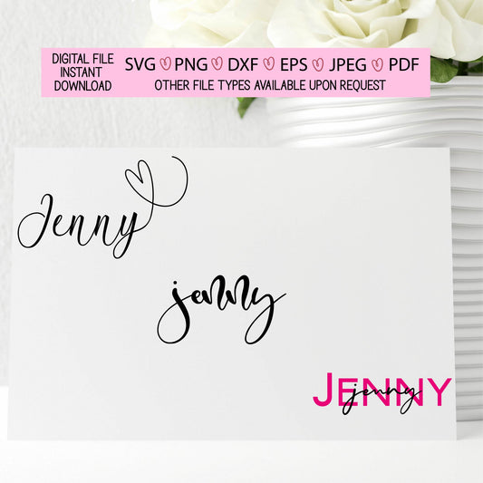 Jenny,jennifer,jennie,designer names,ready to cut names, script,pdf,png,jpeg,dxf,eps,svg,silhouette,cricut,sublimation,diy,customization,cut