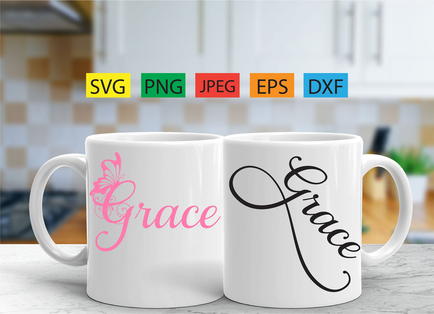 Grace, 3 pack of assorted designs version 1, svg,png,jpeg,eps,dxf, Cricut, silhouette, vinyl decals,tshirts,epoxy tumblers, script,tshirt