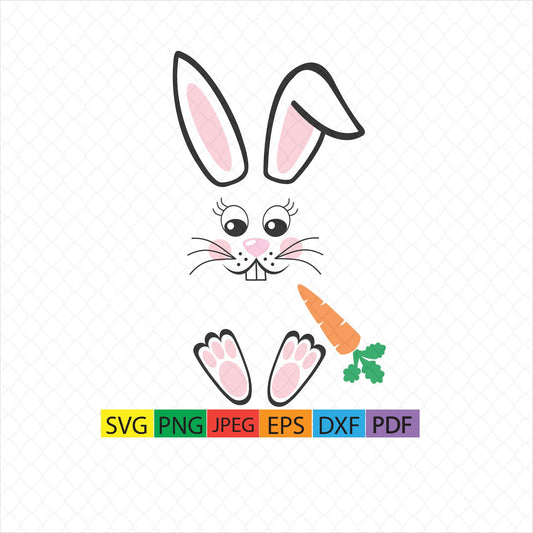 Easter bunny face,ears,feet,rabbit,holiday,basket,easter basket,cute,pink,carrot,decal,vinyl,cricut,silhouette,svg,png,eps,dxf,jpg,pdf,print