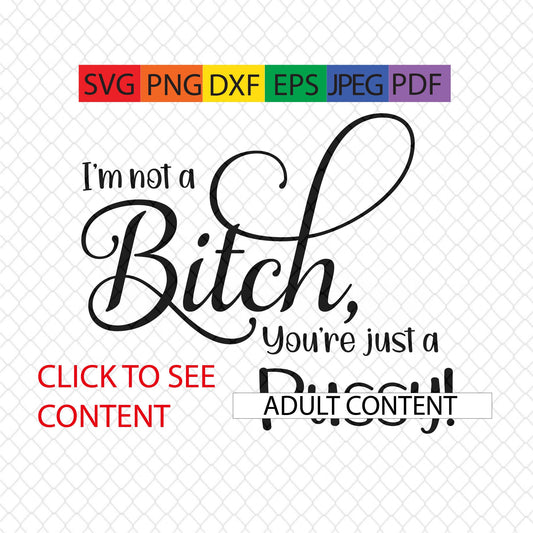 I'm not a bitch,you're just a pussy,jpeg,svg,png,dxf,eps,pdf,cut file,custom,sarcastic,feminist,feminism,funny,bachelorette,vinyl,cricut,fun