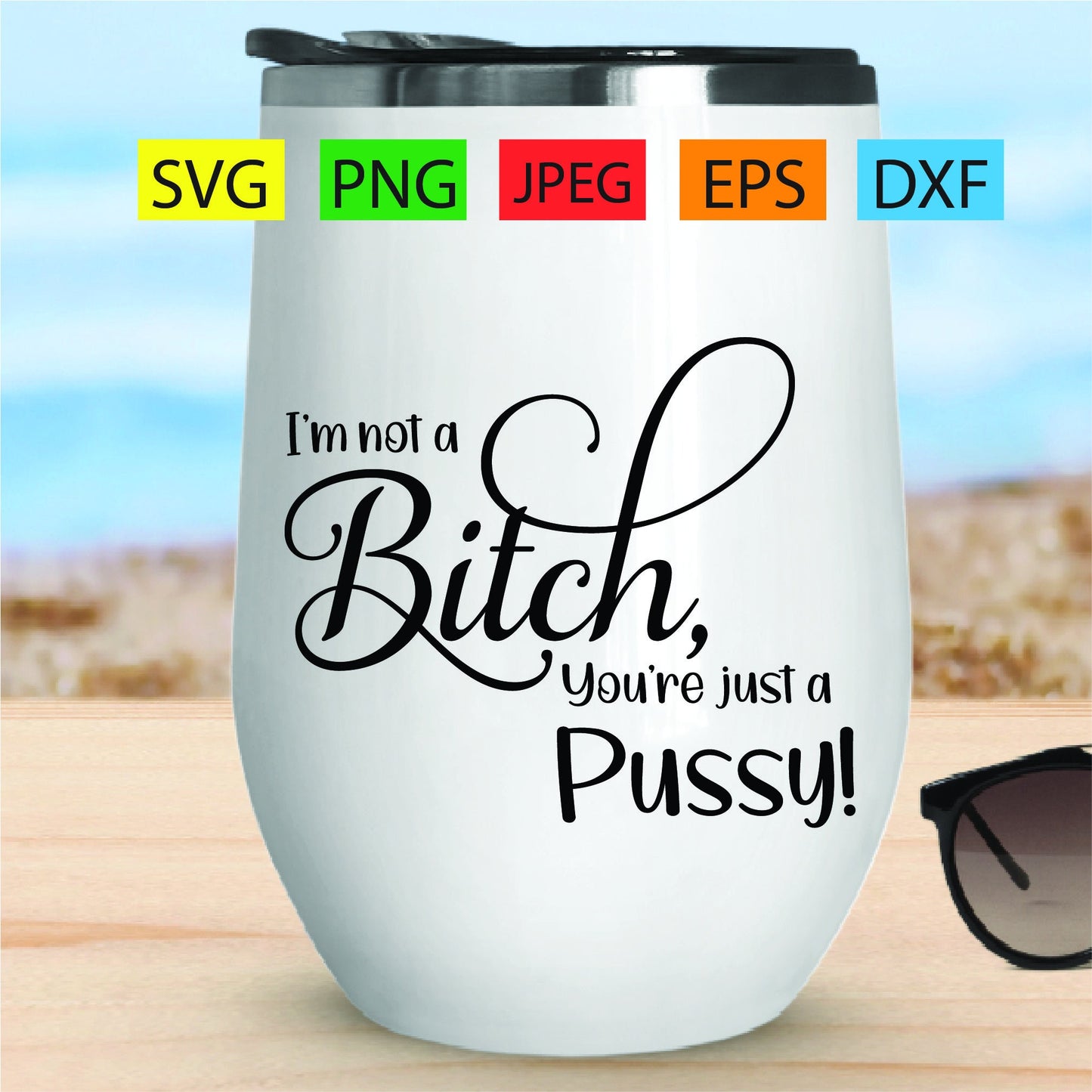 I'm not a bitch,you're just a pussy,jpeg,svg,png,dxf,eps,pdf,cut file,custom,sarcastic,feminist,feminism,funny,bachelorette,vinyl,cricut,fun