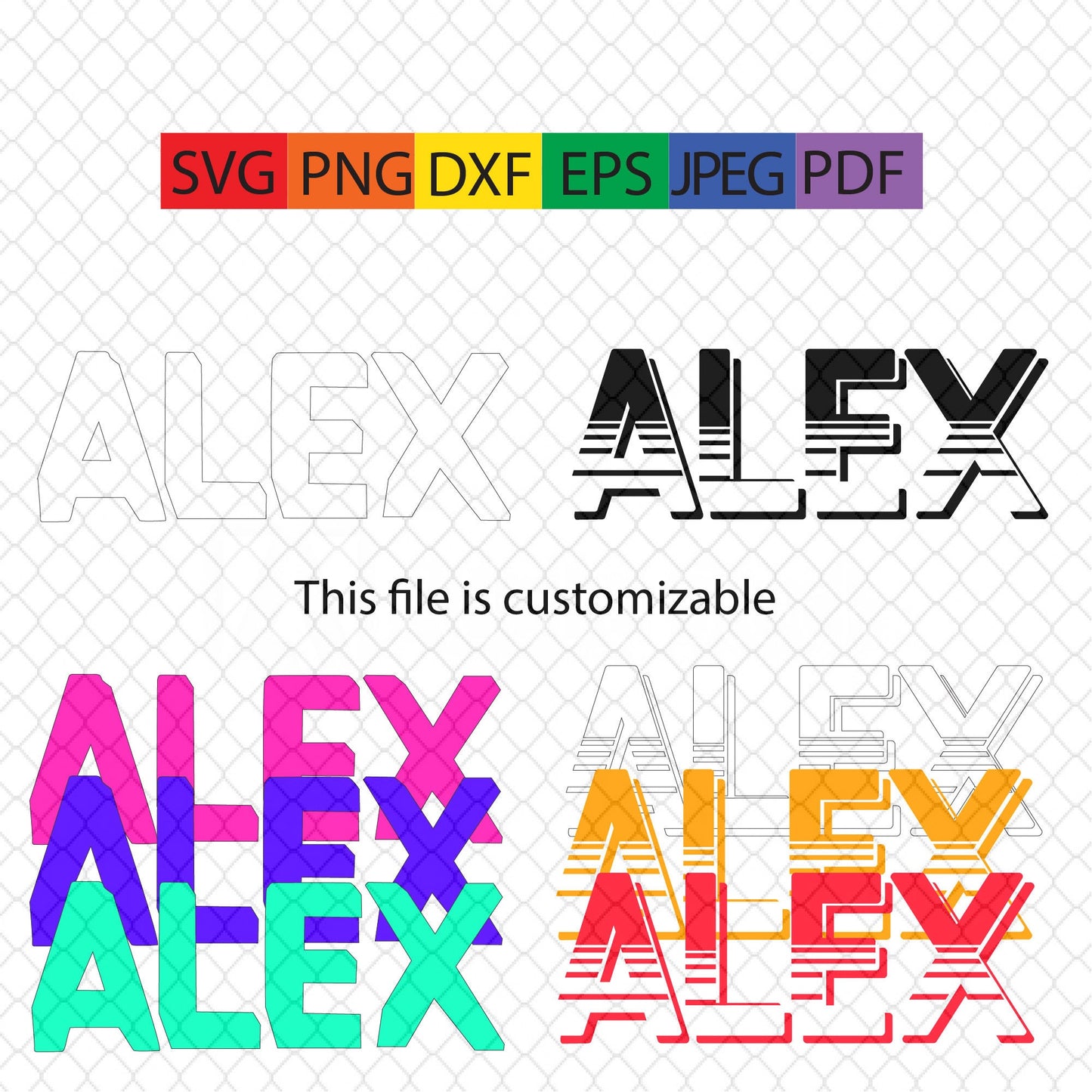 Alex,ready to print name,personalization,pdf,png,jpeg,svg,dxf,eps,cricut,silhouette,sublimation,waterslide,vinyl,decal,tattoo,digital,