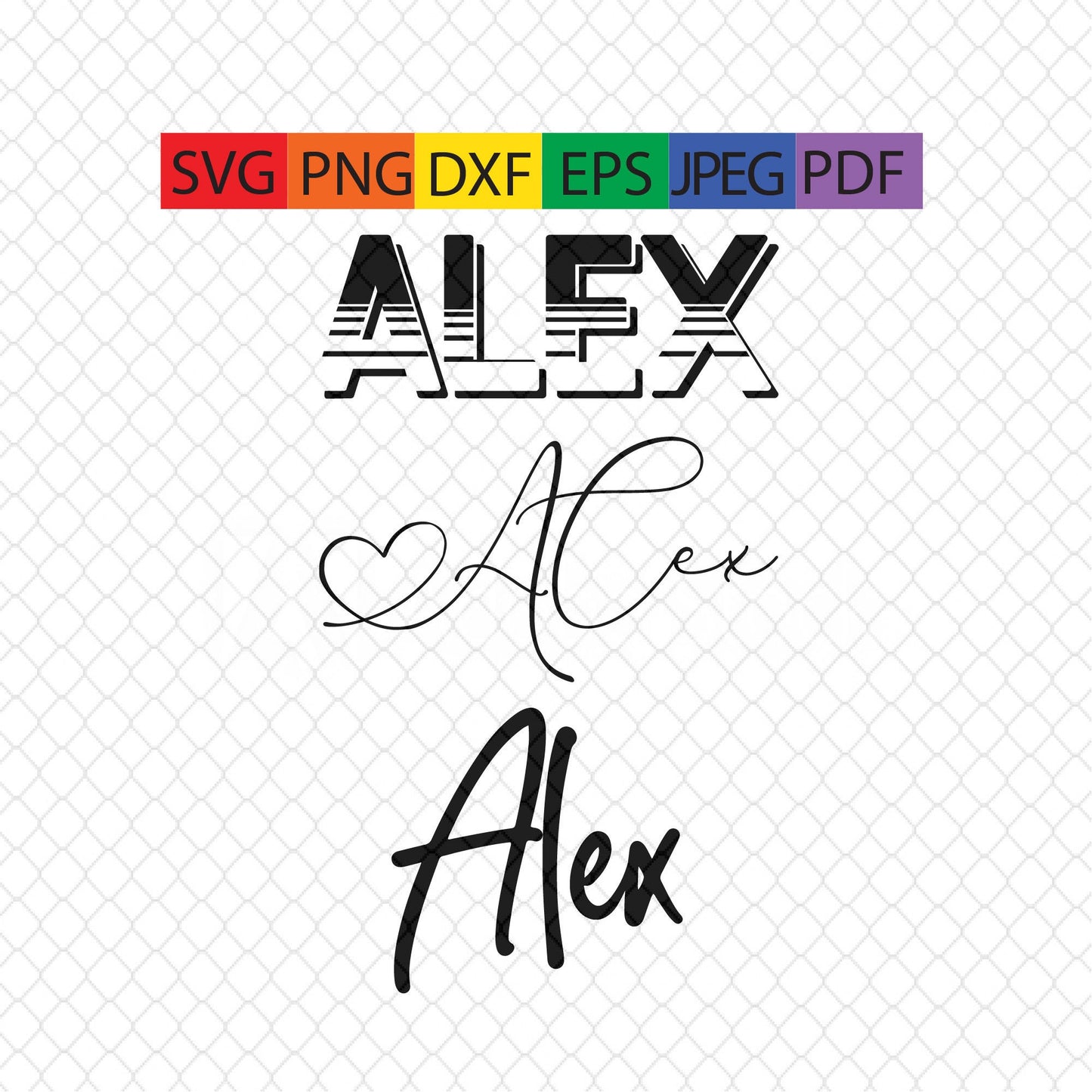 Alex,ready to print name,personalization,pdf,png,jpeg,svg,dxf,eps,cricut,silhouette,sublimation,waterslide,vinyl,decal,tattoo,digital,