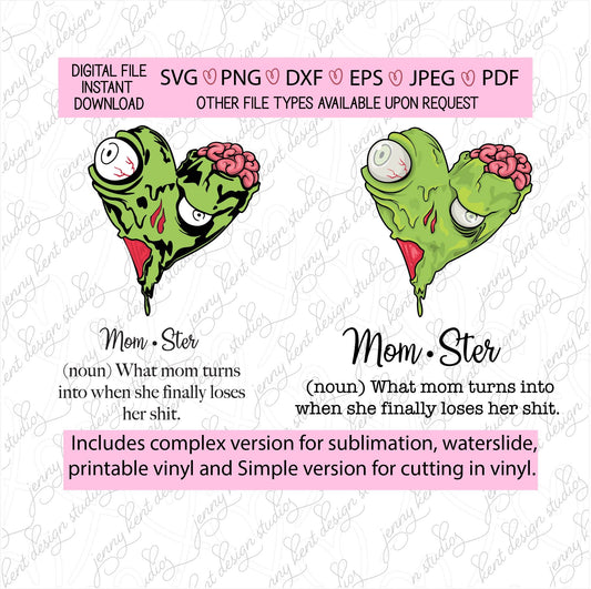 Momster,mom,boy mom,girl mom,sarcasm,mom of the year,zombie,morbid,svg,png,dxf,eps,jpeg,pdf,cutfile,sublimation,waterslide,cricut,silhouette