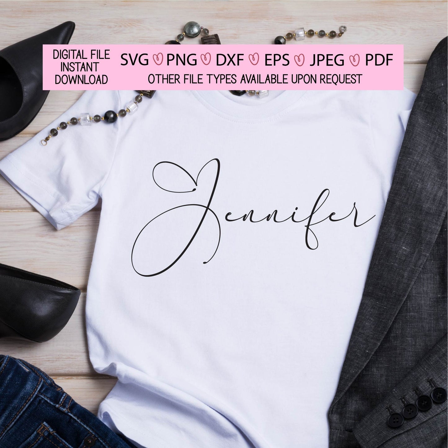 Jennifer,jenny,jennie,designer names,ready to cut names, script,pdf,png,jpeg,dxf,eps,svg,silhouette,cricut,sublimation,diy,customization,cut