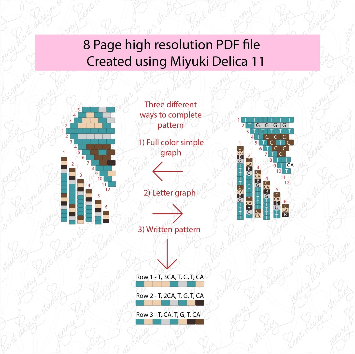 Abstract Teal and Bronze brick stitch and fringe miyuki delica seed bead earring pattern,size 11 seed beads,square stitch,pattern,diy,