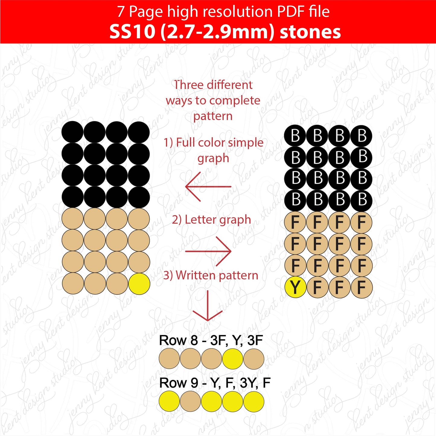 SS10 (2.7-2.9mm) Basic #2 pencil bling pattern,Bling pen,Rhinestone pencil,Rhinestone tumbler,PDF,Tumbler tempate,graph pattern,Linear,gift,end of year