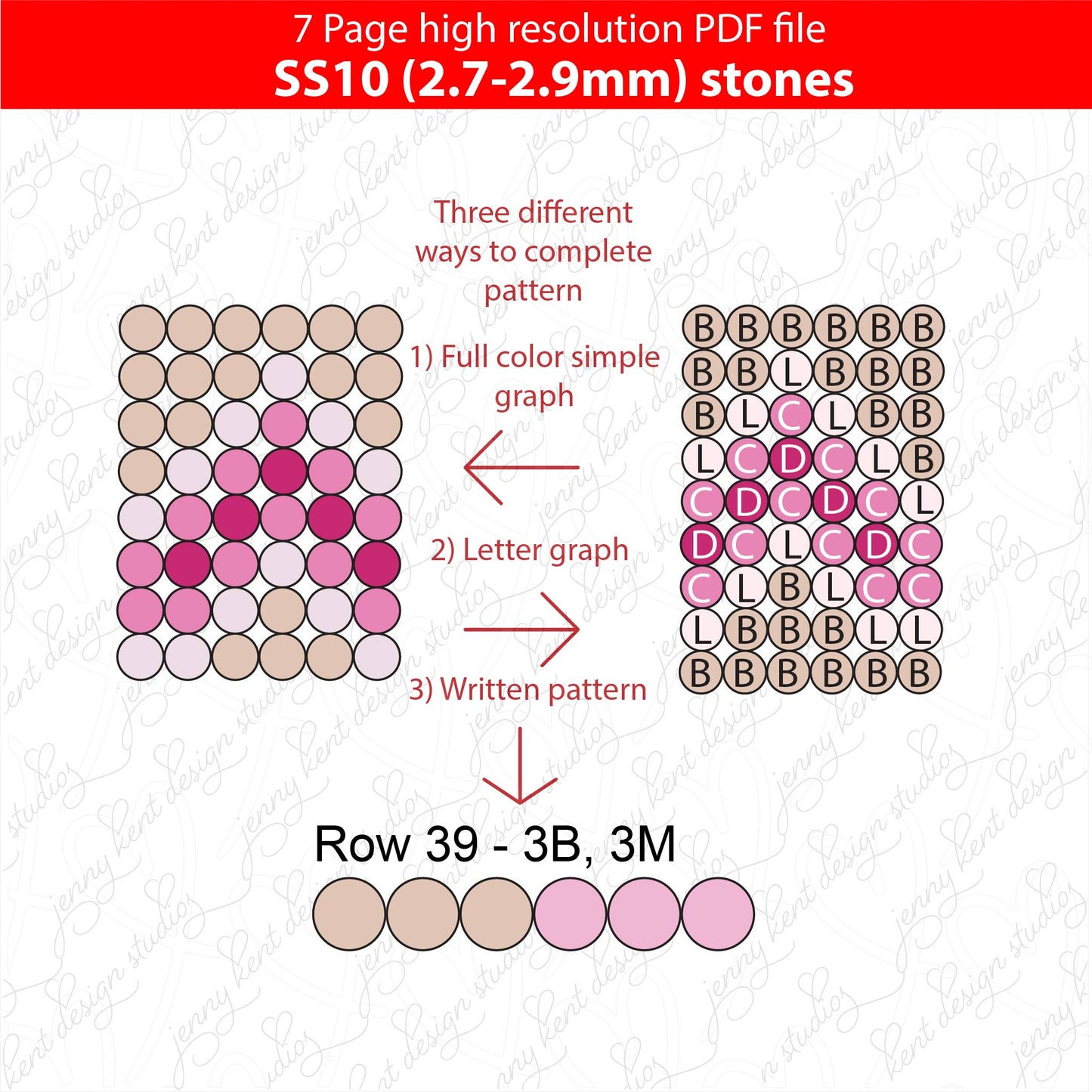 SS10 (2.7-2.9mm) Pink Ombre Love bling pen template,rhinestone pen pattern,bling pattern,rhinestone template,diy,dotz,abstract pattern,linear placement,love