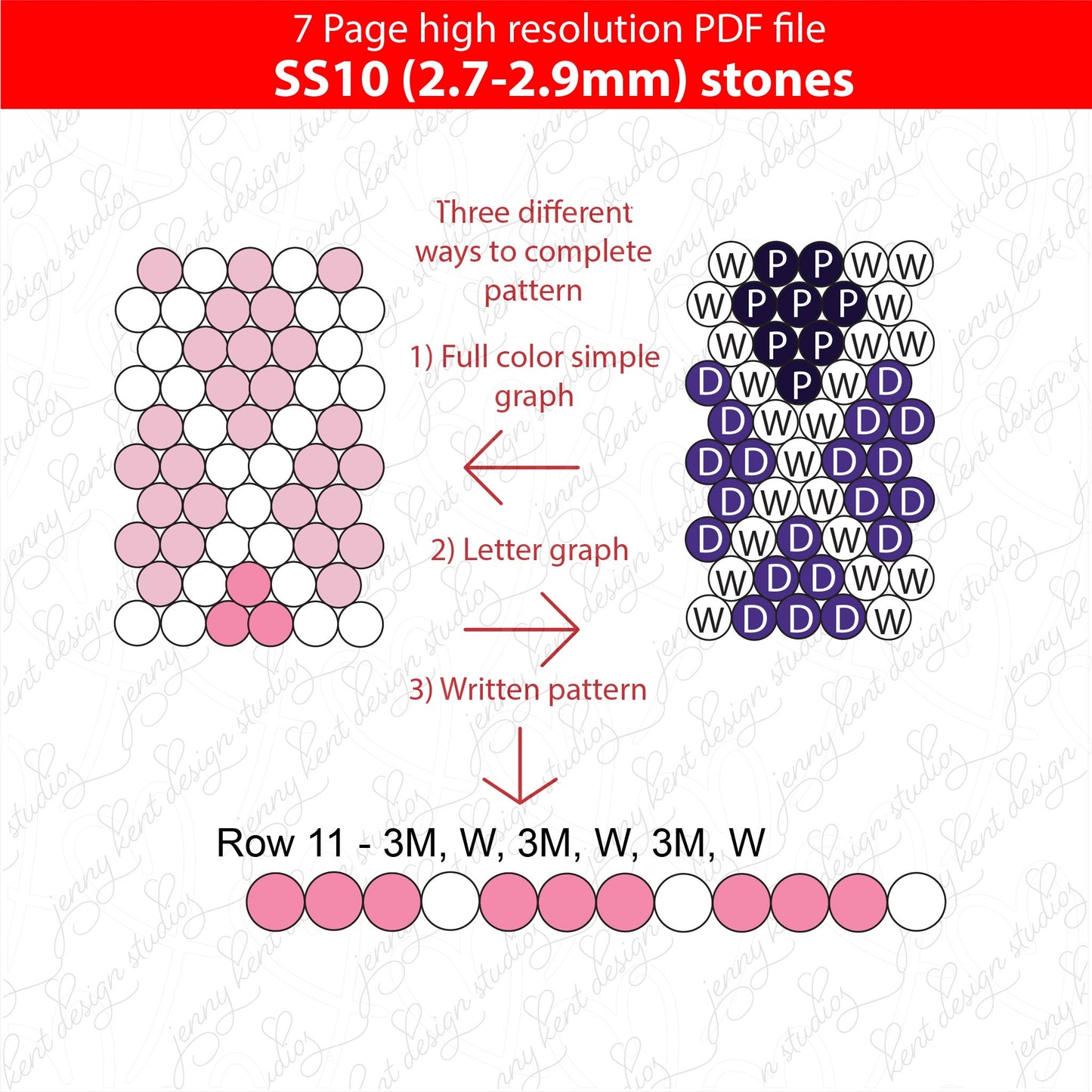 SS10 (2.7-2.9mm)  Frosted Pink to Purple Diamond Ombre bling pen graph,rhinestone pen pattern,bling pattern,rhinestone template,diy,dotz,honeycomb,melt