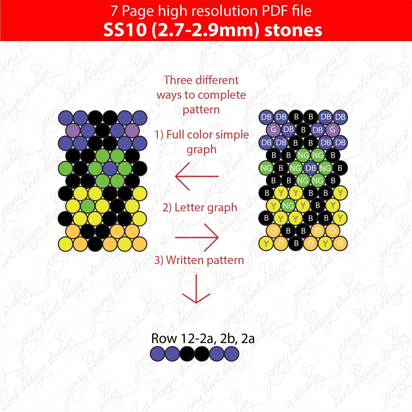 SS10 (2.7-2.9mm) Daisy chain Black bling pen pattern,bling tumbler,inkjoy,crystal bling pen,pdf,color graph,written pattern,peyote,honeycomb,diy,Diamond