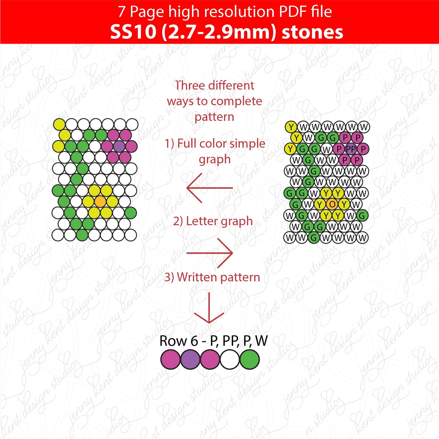 SS10 (2.7-2.9mm) Rainbow daisy vine bling pattern,bling tumbler,inkjoy,crystal bling pen,pdf,color graph,written pattern,peyote,honeycomb,diy,Diamond dotz