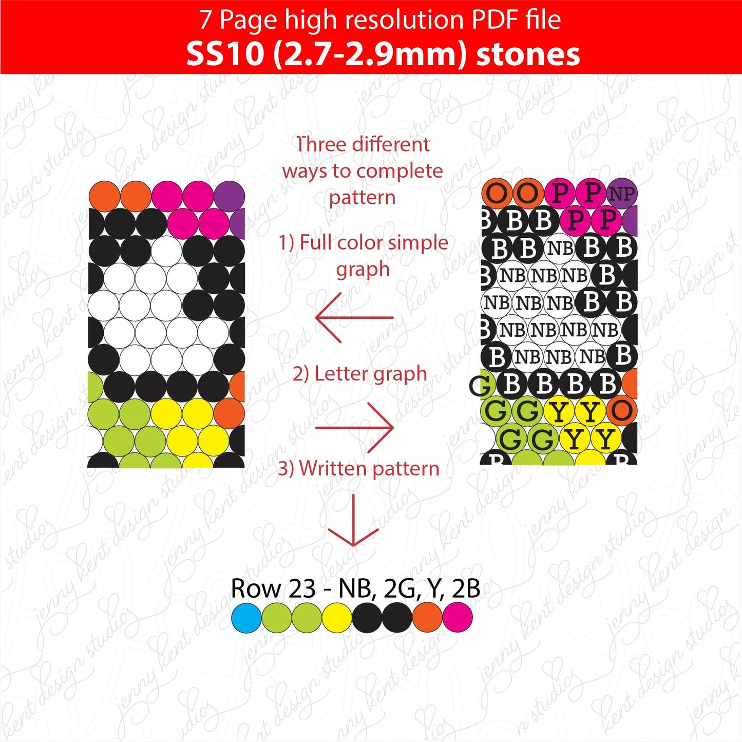 SS10 (2.7-2.9mm) White leopard neon rainbow bling pen pattern,bling pen,bling tumbler,inkjoy,crystal bling pen,pdf,peyote,honeycomb,diy,template,ss10