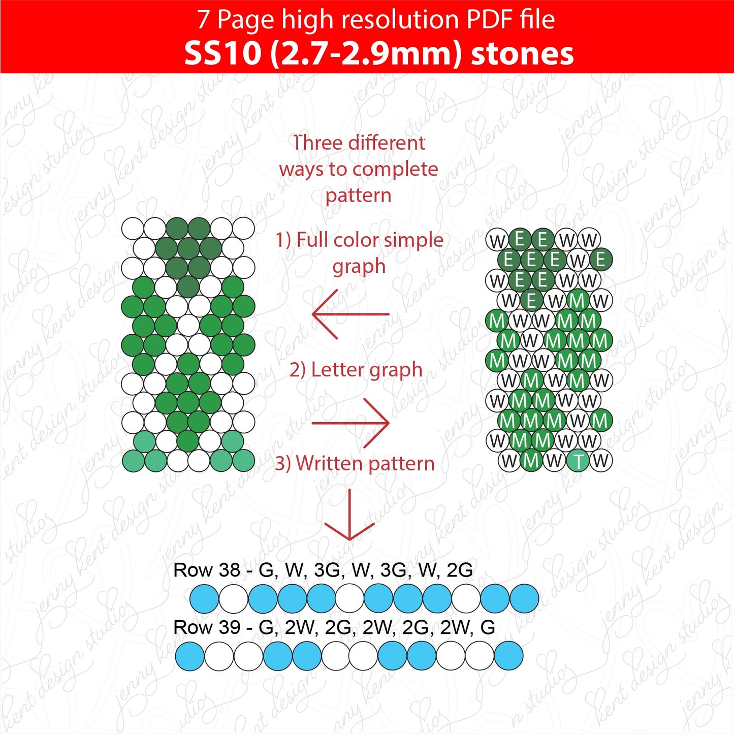 SS10 (2.7-2.9mm) Moonlit Green To Blue Diamond Ombre bling pen graph,rhinestone pen pattern,bling pattern,rhinestone template,diy,dotz,honeycomb,melt